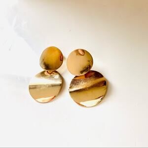 NEW NORDSTROM REVOLVE Gold Double Duo Disc Circle Stud Drop Earrings Jewelry